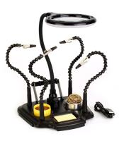 ZD-11M-3  держатель платы с лампой-лупой с USB интерфейсом, губкой и держателем припоя