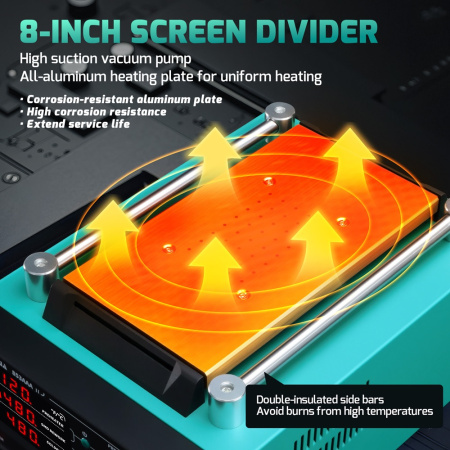 YIHUA853AAA-II паяльная станция 3 в 1: паяльник C210+термофен+сепаратор дисплеев, ESD