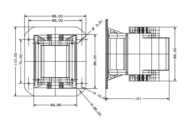 NeoCD3.5H ленточный твитер 12Вт, R 7Ом, 1,1-30kHz 95,5dB Fountek