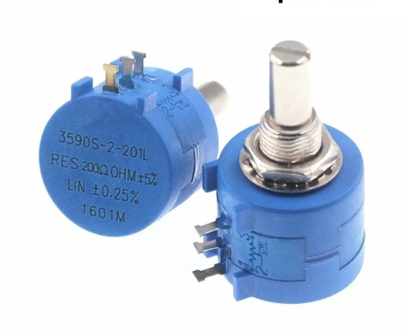 3590S-2-201L, 200 Ом, Резистор прецизионный многооборотный 2Вт
