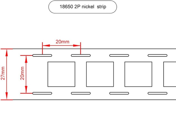 Никелевая лента 0,15*27мм 2-х рядная, под холдер, для сборки АКБ, рулон 10м (Nickel Strip 2P)