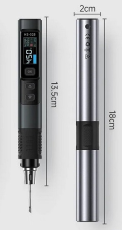HS-02A Set2 паяльник с регулировкой температуры, USB, PD/QC, DC,100Вт,6 сменных жал, серебристый