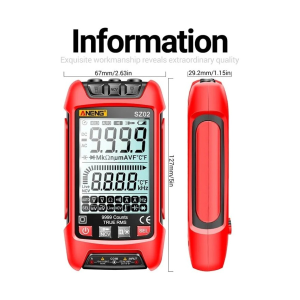 ANENG SZ02 мультиметр автомат 9999 TRMS NCV