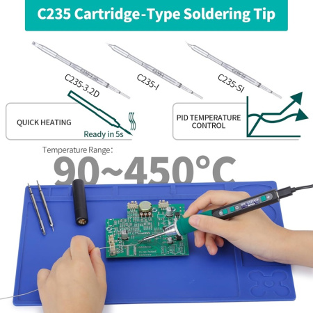 YIHUA928D-IV with Charger Паяльник с блоком питания, USB, 60Вт, чехол, жала.