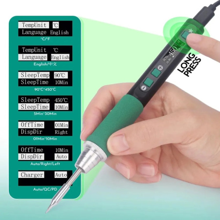 YIHUA928D-IV with Charger Паяльник с блоком питания, USB, 60Вт, чехол, жала.