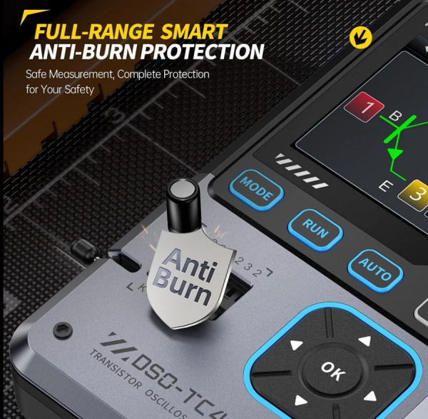 DSO-TC4 3в1 осциллограф+тестер компонентов+генератор сигналов,10 MHZ,48MSa/s, экран 2,8'