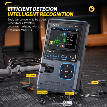 DSO-TC4 3в1 осциллограф+тестер компонентов+генератор сигналов,10 MHZ,48MSa/s, экран 2,8'