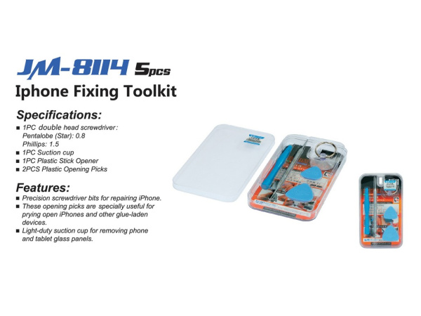 JM-8114  5в1 Набор инструмента для ремонта iPhone 5 ,4S,4