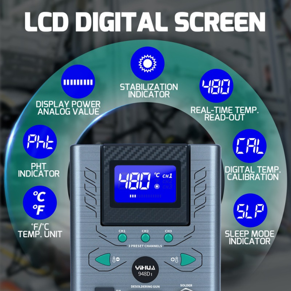 YIHUA948D-I 110W демонтажная паяльная станция