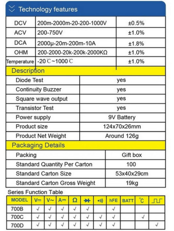 DT-700D Мультиметр  S-line