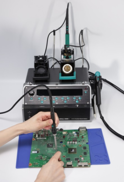 YIHUA948D-V п/с 5 в 1: паяльник C210, мини-фен, демонтажный паяльник, термопинцет, вакуумный пинцет