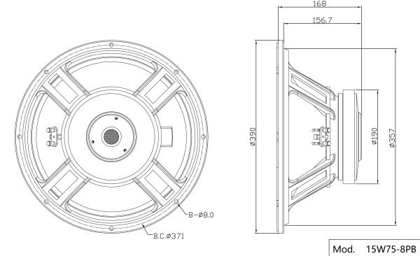 15W75-8PB    Динамик НЧ п 350Вт, 97дБ, 35Гц