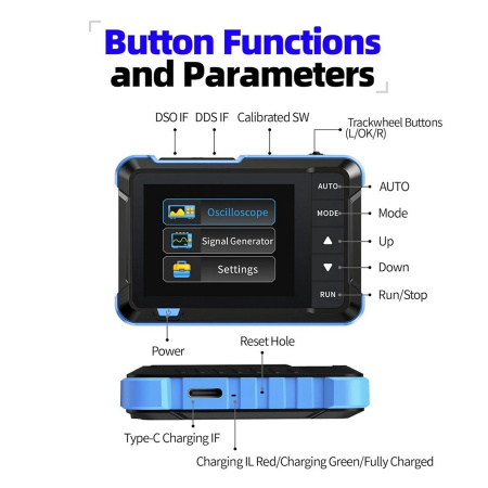 DSO153 2в1 осциллограф+генератор сигналов, портативный,1 MHZ, 5MSa/s, USB, экран 2,8'