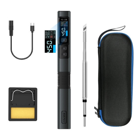 HS-02B Set1 паяльник с регулировкой температуры, USB, PD/QC, DC, 100Вт, черный