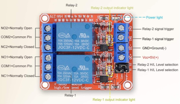 2CH 5V модуль реле с опторазвязкой для Ардуино АС250В, 10А