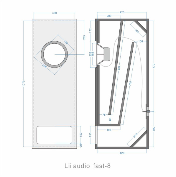 FAST8 Динамик широкополосный ( 2 шт.)  D250 мм, 40Вт, 6,5 Ом, 47-18к Гц, 94 дБ, Lii