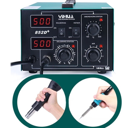 YH 852D+PUMP  паяльник + термофен, ESD
