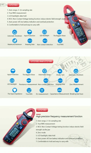 UT210C  токовые клещи мультиметр