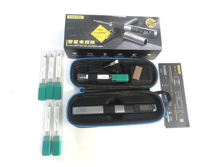 HS-02A Set2 паяльник с регулировкой температуры, USB, PD/QC, DC,100Вт,6 сменных жал, серебристый