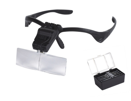 MG9892B Лупа налобная 3.5x (очки) с подсветкой
