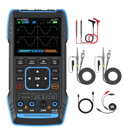 2C23T 3в1 осциллограф+мультиметр+генератор сигналов, 2 канала,10 MHZ,50MSa/s, экран 2,8'
