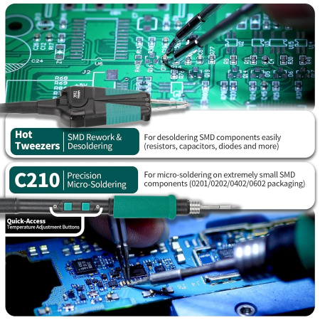 YIHUA982D-III mini tweezers+210 паяльная станция  ESD