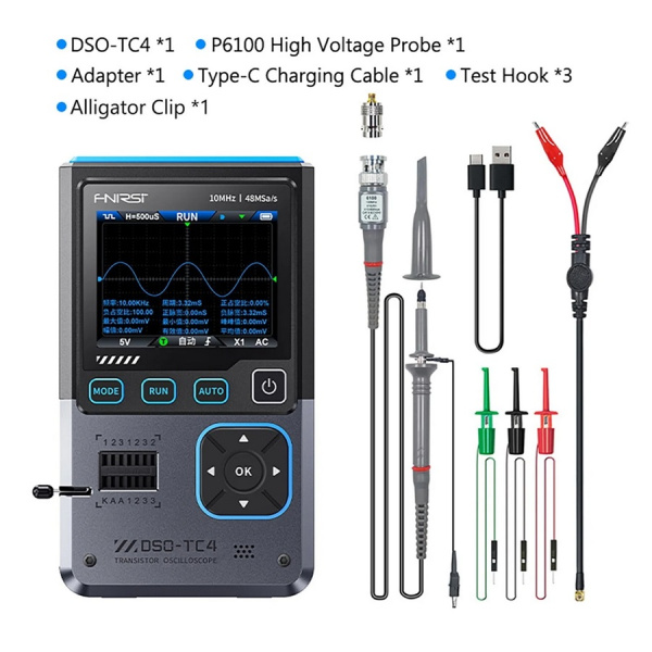 DSO-TC4 3в1 осциллограф+тестер компонентов+генератор сигналов,10 MHZ,48MSa/s, экран 2,8'