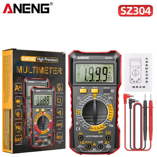 ANENG SZ304 мультиметр 1999 тест батареек