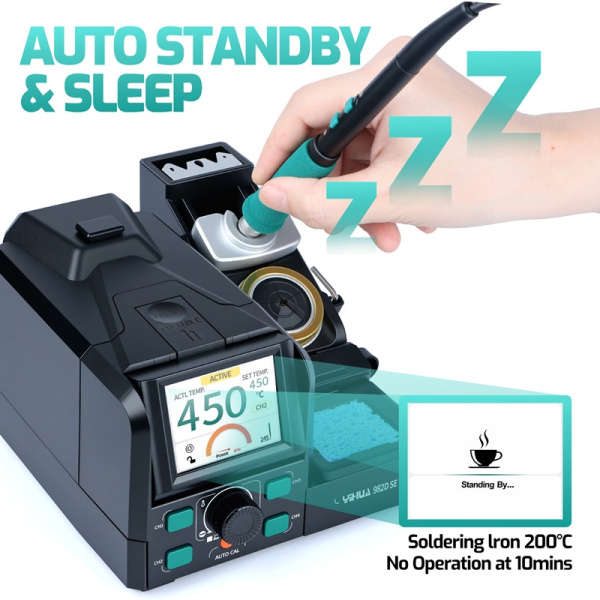 YIHUA 982D SE C210+C245 2х3pcs tips паяльная станция с двумя паяльниками