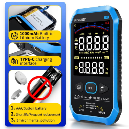 S1 цифровой Smart мультиметр 9999, NCV
