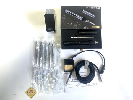 HS-01 Set4 паяльник с регулировкой, USB, блок питания, PD 65Вт, DC 96Вт, 6 сменных жал, черный