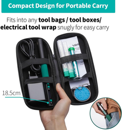 YIHUA928D-IV with Charger Паяльник с блоком питания, USB, 60Вт, чехол, жала.