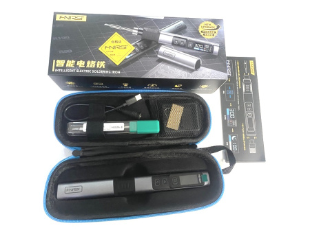 HS-02A Set1 паяльник с регулировкой температуры, USB, PD/QC, DC, 100Вт, серебристый