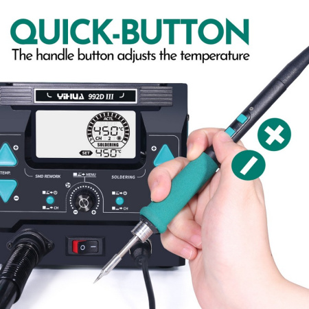 YIHUA992D-III package 2 hot air gun +245+210 паяльная станция