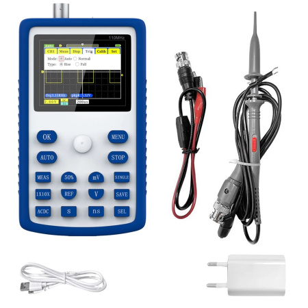 1C15 осциллограф цифровой портативный 110 MHZ, 500MSa/s, экран 2,4'