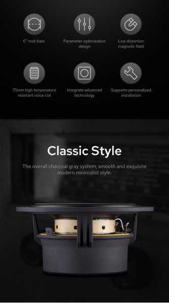 D6.8B Динамик НЧ СЧ, D166 мм, 60 Вт, R 8 Ом  85dB 43Hz - 4kHz