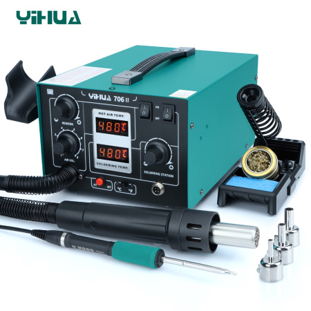 YIHUA706-II паяльная станция 2 в 1: паяльник YIHUA 506A(T12)+термофен, ESD