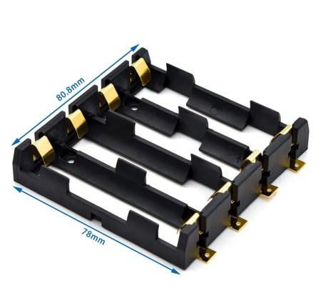 HB4S-SMD держатель 4 аккумуляторов 18650 на плату (FUT-18650-03)