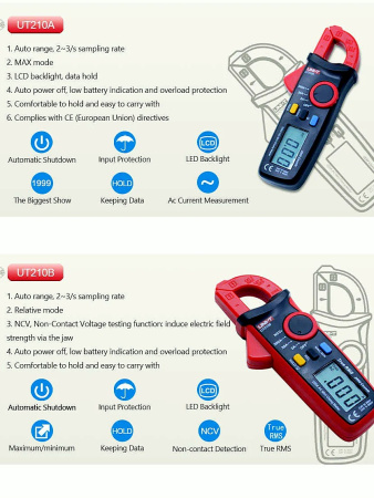 UT210B токовые клещи мультиметр