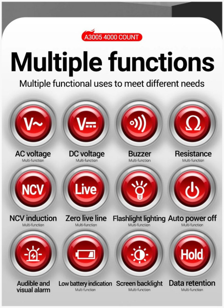 A3005 тестер мультиметр, NCV, фаза, 4000