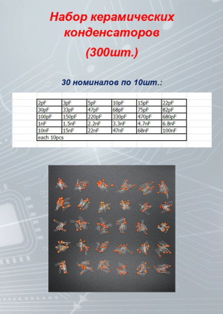 300CC1 Набор керамических конденсаторов 2pf-0,1uf  30 номиналов по 10шт.(KZY-2pf)