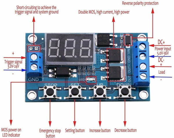 JZ-802 модуль задержки времени  DC 36V  Dual MOS LED