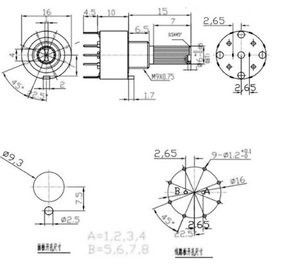 SR16 1-5 поворотный переключатель DC 60В, 0.3А FUT-1129