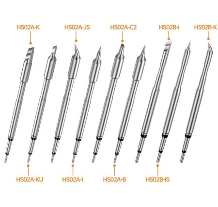 HS-02A Set2 паяльник с регулировкой температуры, USB, PD/QC, DC,100Вт,6 сменных жал, серебристый