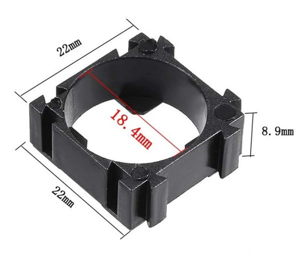Модульный крепеж для батареи 18650, 1 ячейка, холдер-кронштейн наборный (1S 18650)