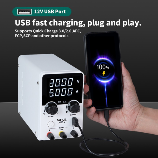 YIHUA305D-V Блок питания 30В, 5А, 20Вт fast USB