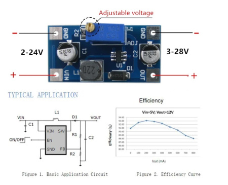 SX1308 повышающий преобразователь напряжения 2A 2-28V DC-DC