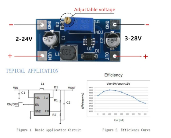 SX1308 повышающий преобразователь напряжения 2A 2-28V DC-DC